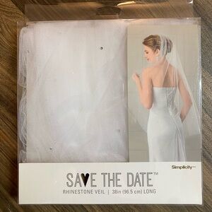 White Wedding Veil with Rhinestones